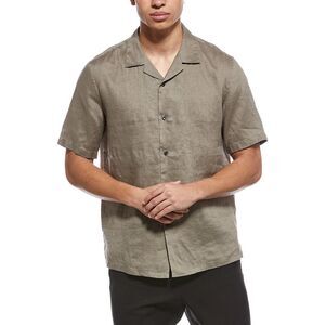 Theory Mens Daze Precise Linen Shirt, Green
